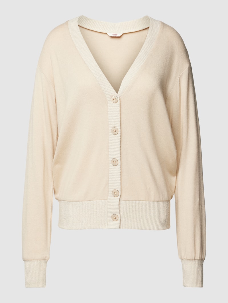 Cardigan mit gerippten Abschlüssen Modell 'COZY KNIT' in beige