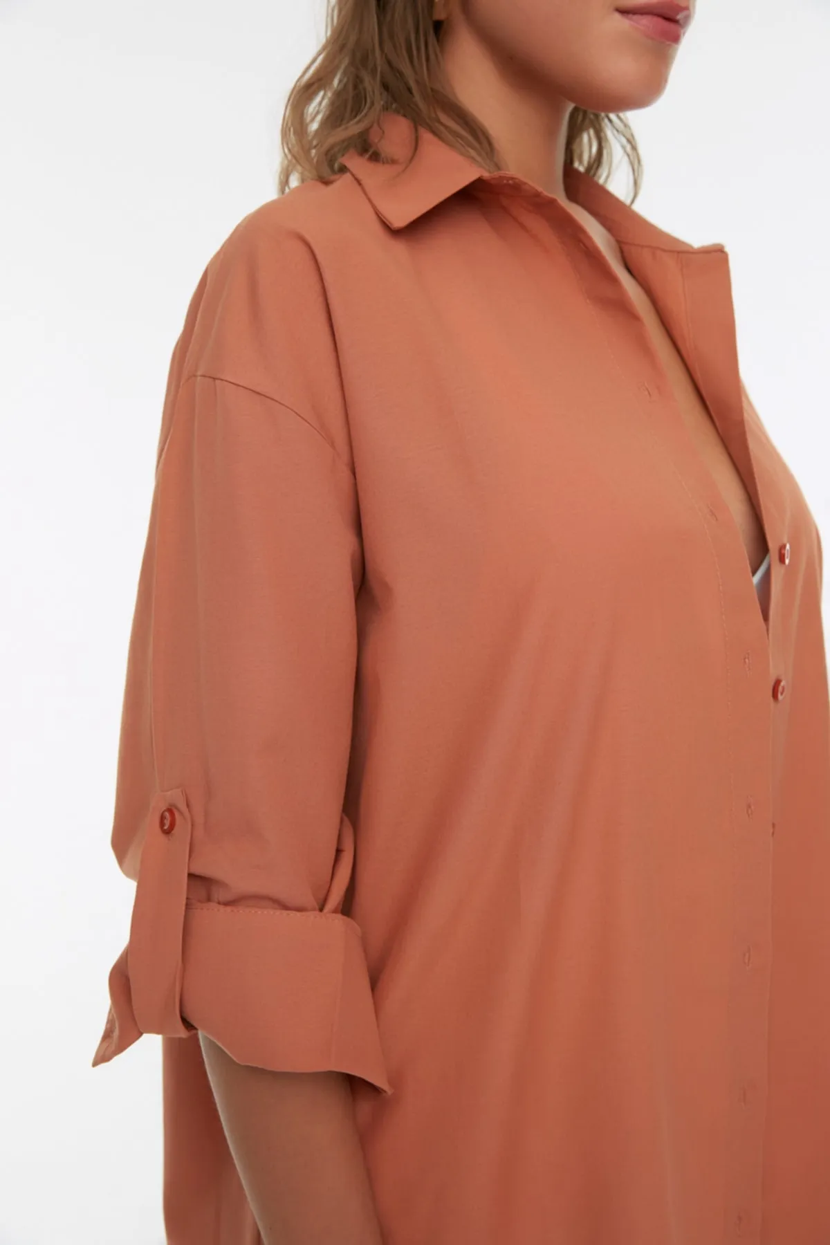 Trendyol Collection  Orangefarbenes gewebtes Hemd TBESS22GO0664