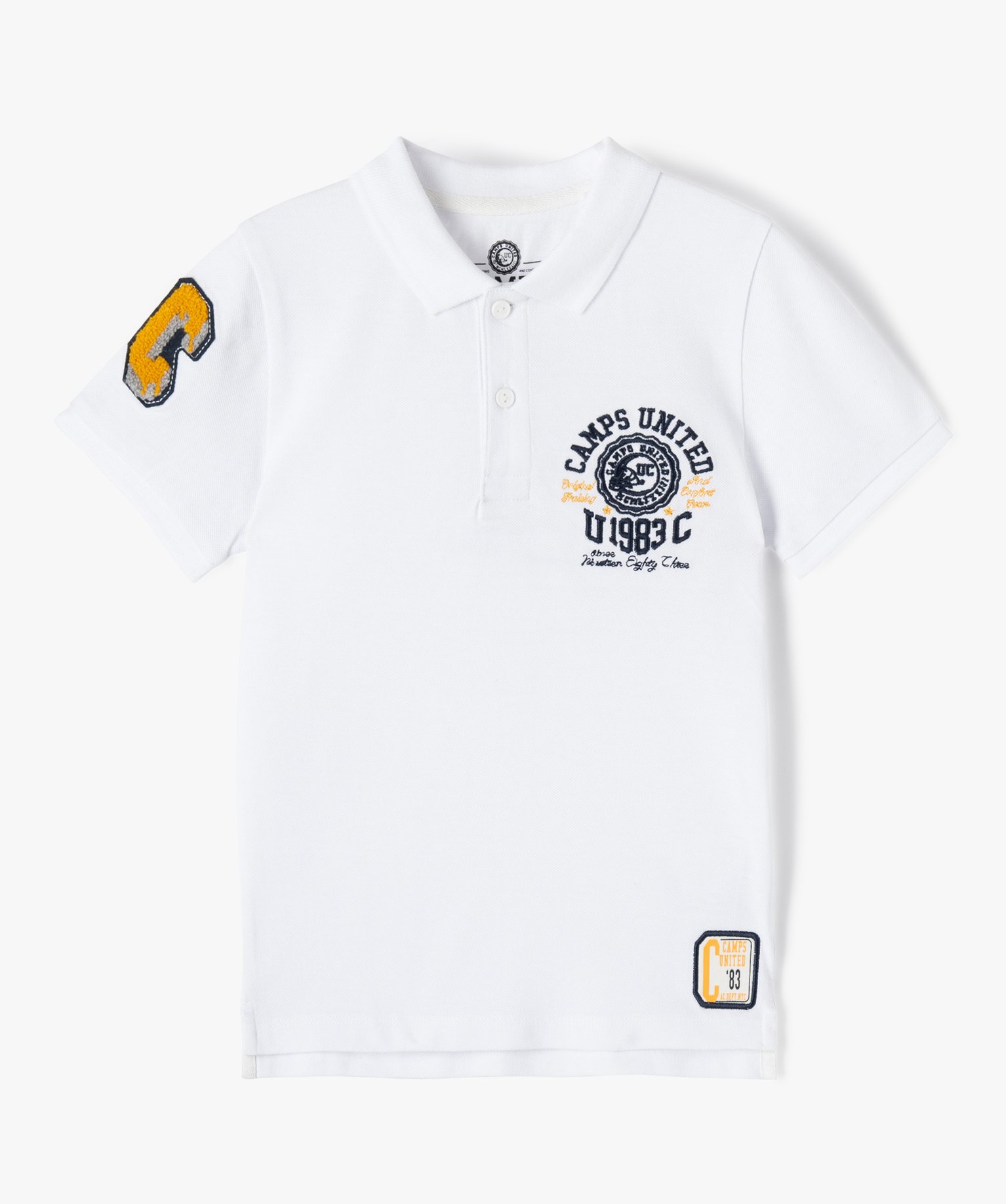 Polo Garçon à manches courtes avec motifs brodés - Camps ... blanc | GEMO
