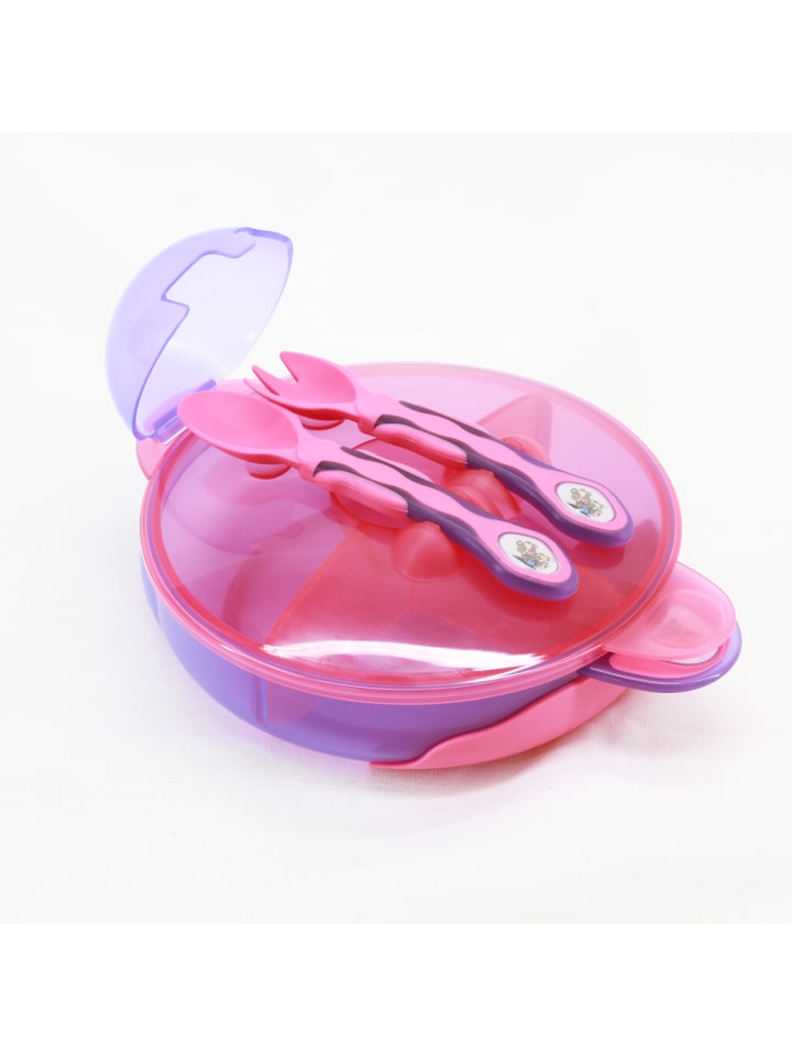 Vital Baby Eßlernteller mit Besteck Lila/Pink günstig kaufen onesize