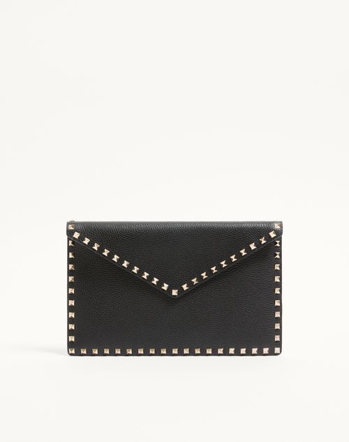 Bolsa Rockstud em couro de bezerro granada