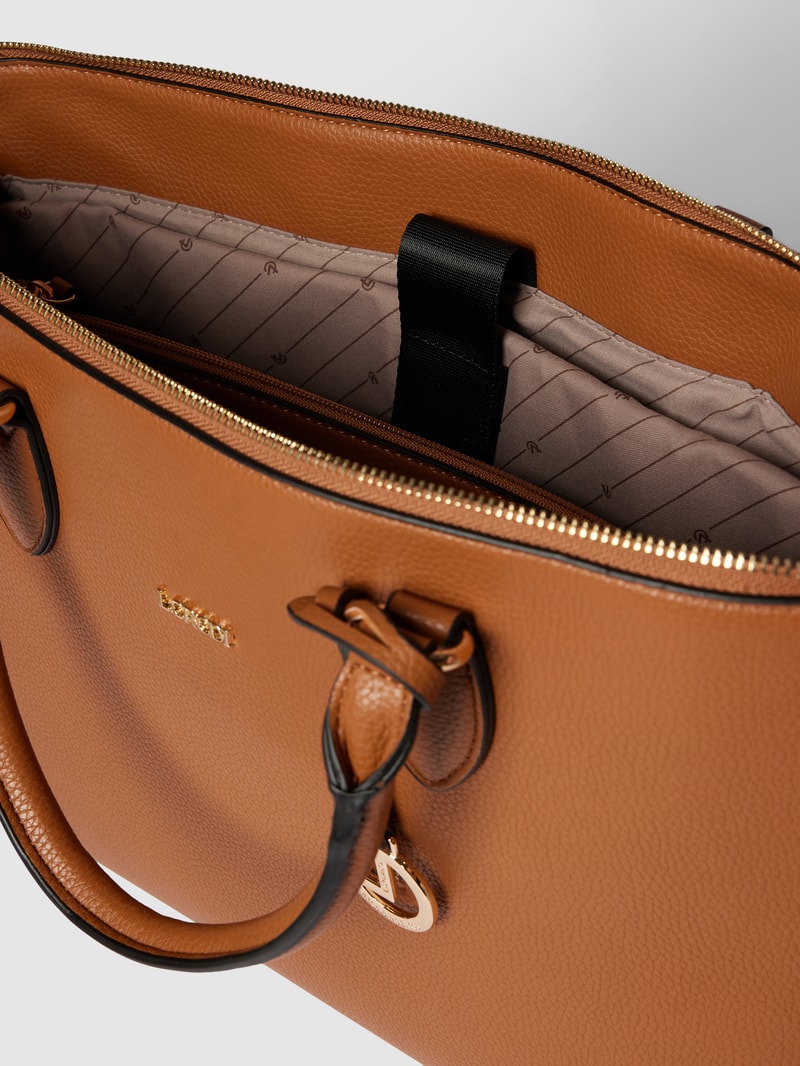 Handtasche mit Label-Details Modell 'ELLA' in cognac