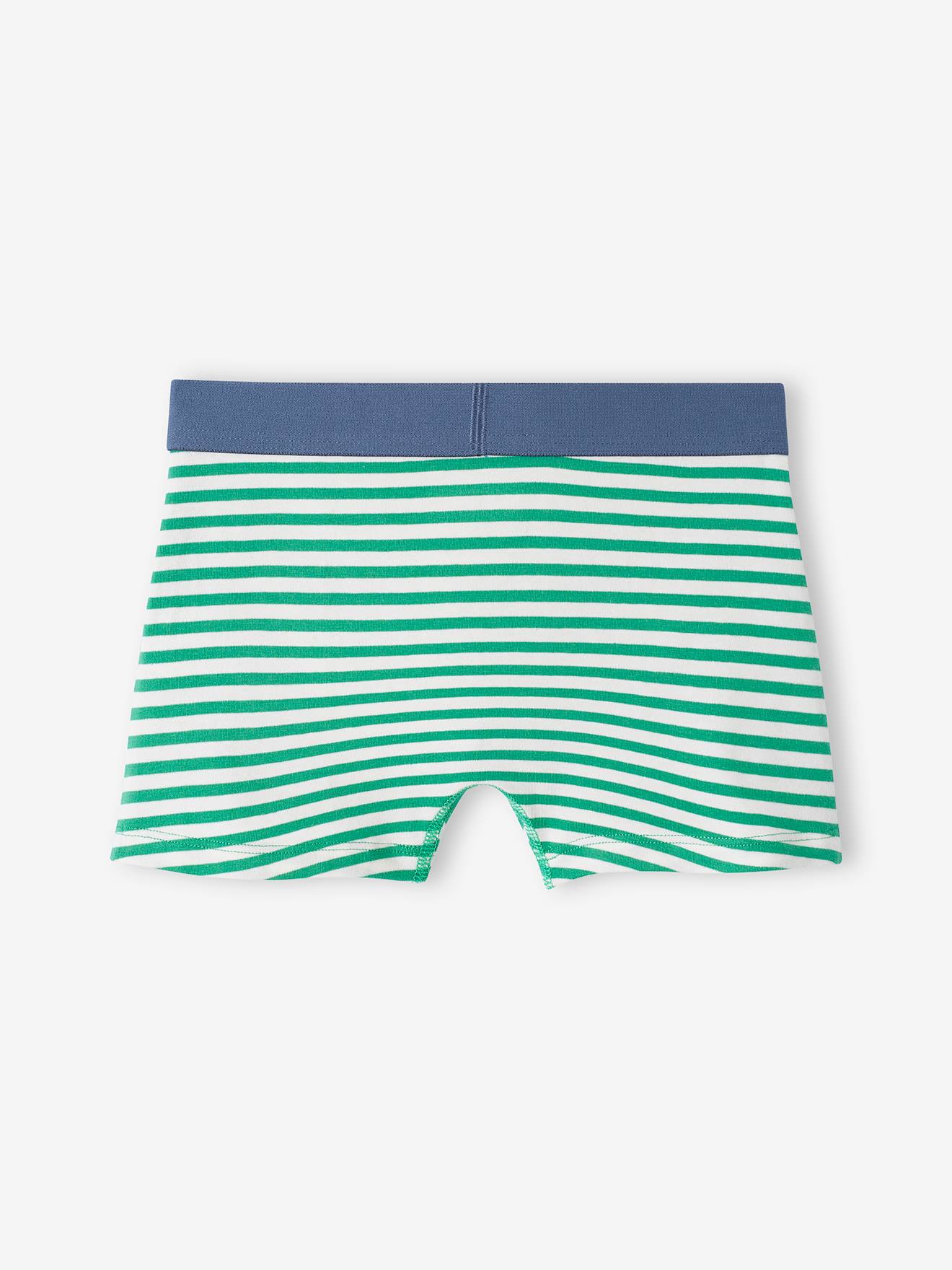 Vertbaudet 5er-Pack Jungen Boxershorts aus Stretch, Skater - grün
