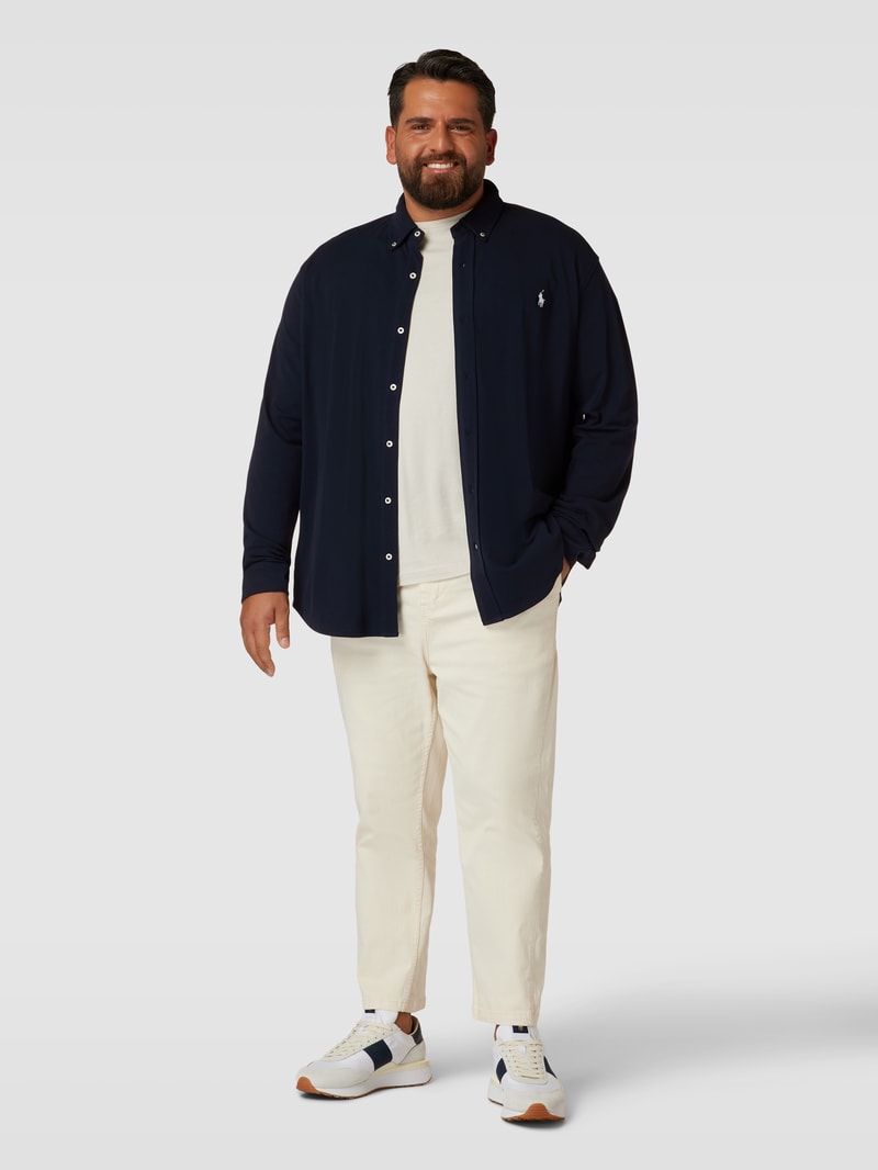 PLUS SIZE Freizeithemd mit Label-Stitching in marineblau