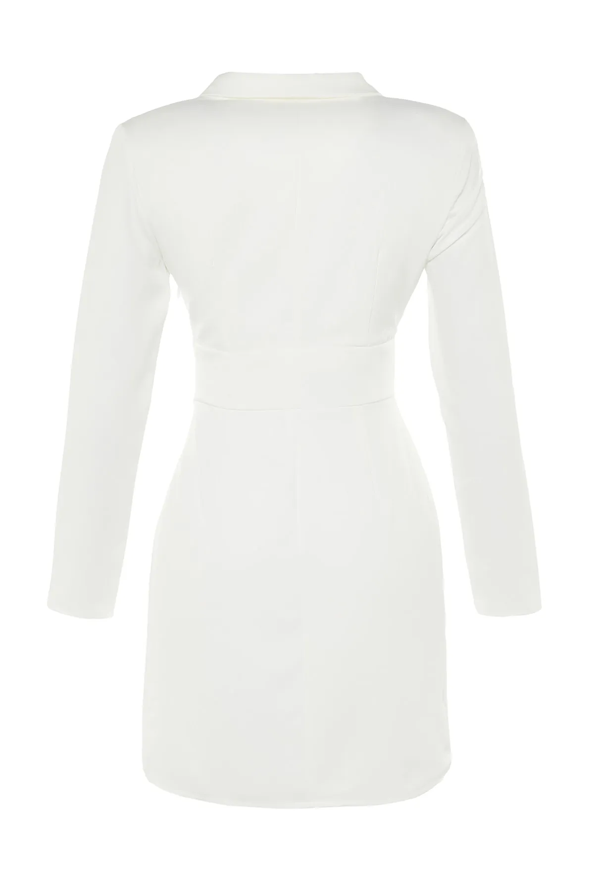 Trendyol Collection  Ecrufarbenes, zweireihiges, gewebtes Jackenkleid mit Mini-Knöpfen und Details TWOSS23EL00113