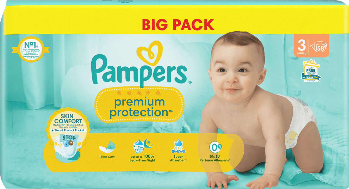 Windeln Premium Protection Gr.3 Midi (6-10kg), Big Pack, 58 St