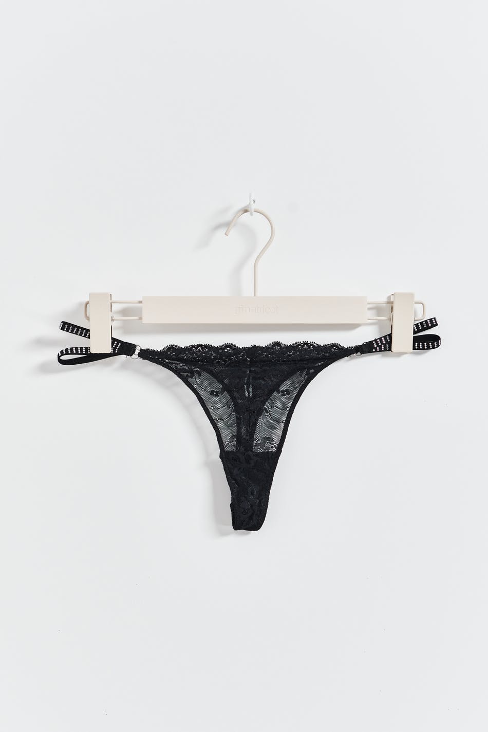 Rhinestone lace thong