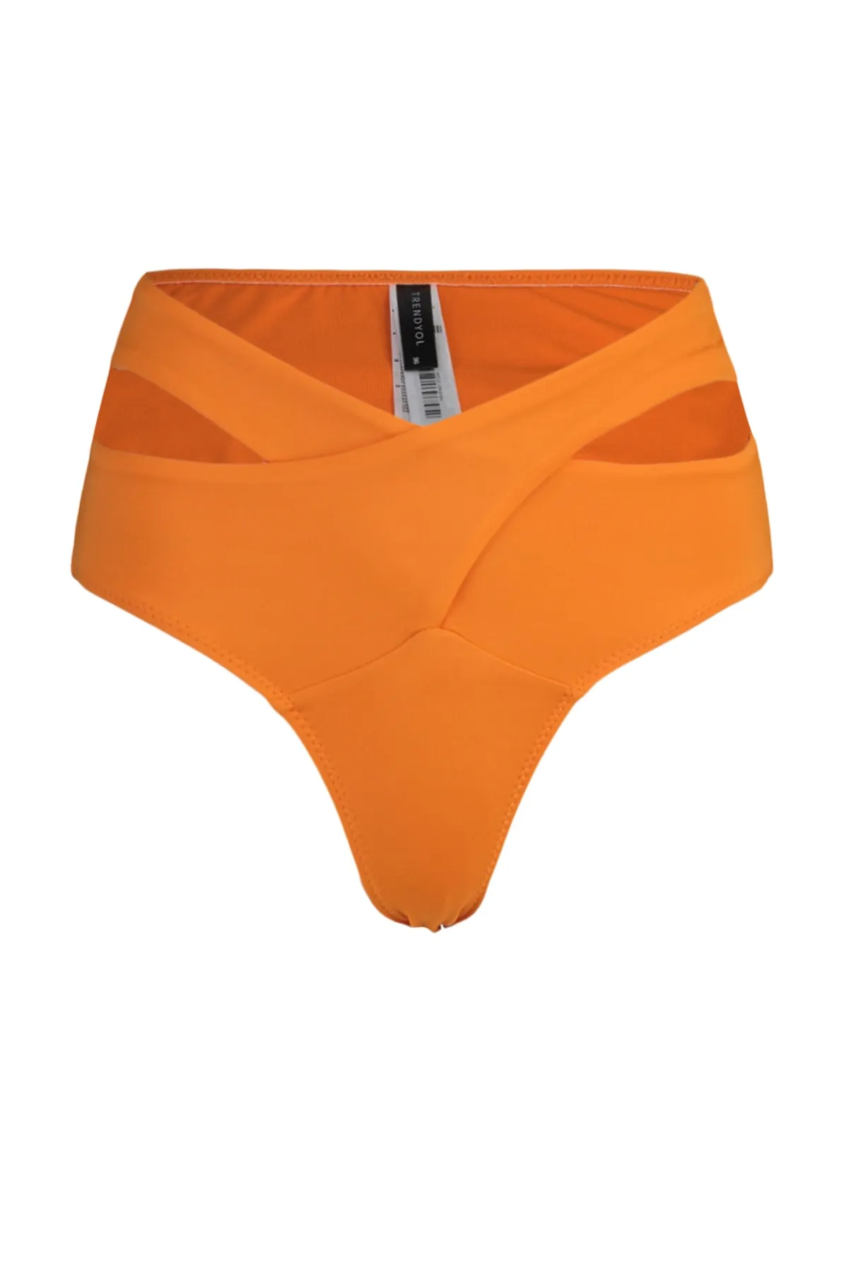 Trendyol Collection  Orangefarbene Bikinihose mit Ausschnitt/Fenster, hoher Taille und normalem Beinverlauf TBESS20BA0184