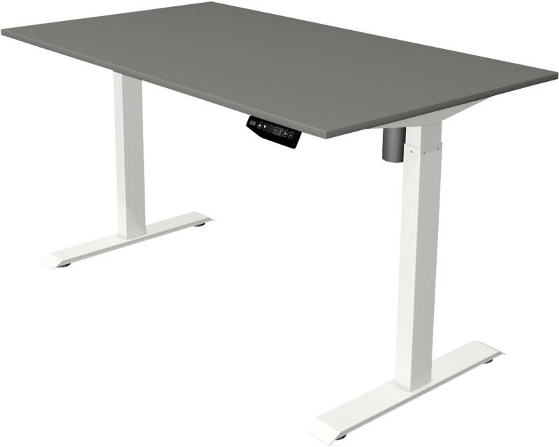 Kerkmann Move 1 Rechteckig Elektronisch Höhenverstellbarer Sitz-Stehschreibtisch Melamin, Stahl Graphit, Weiß 1400 x 800 x 1230 mm