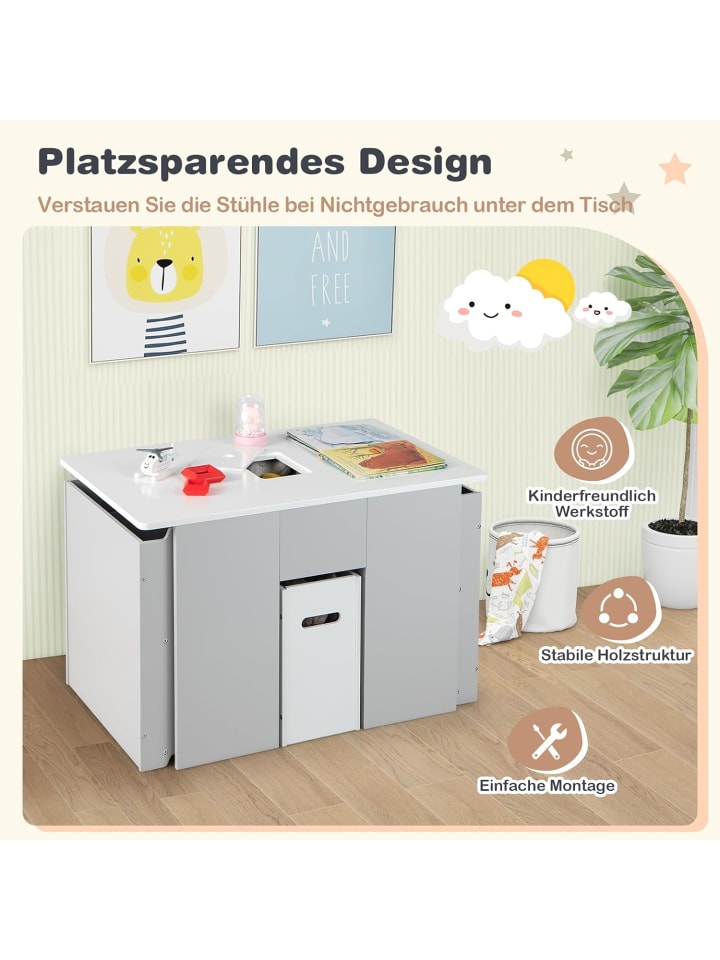 COSTWAY Sitzgruppe 3 tlg. Set in Grau günstig kaufen 70 cm