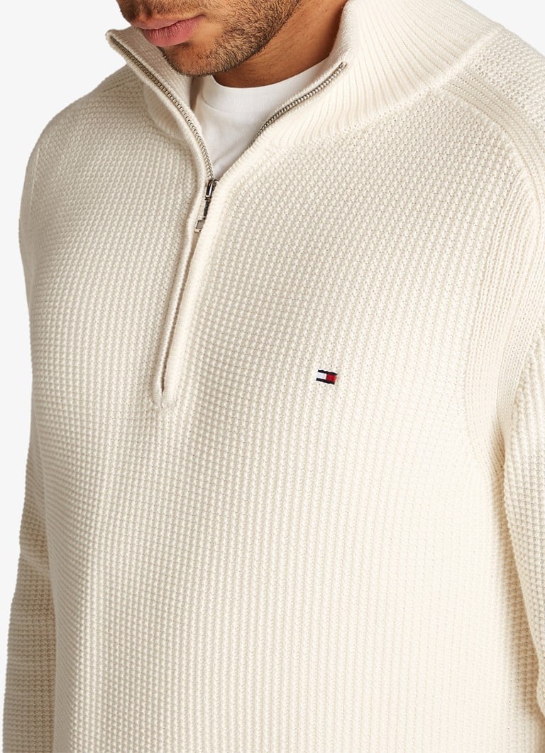 Tommy Hilfiger Chunky knit sweater with half zip and texture