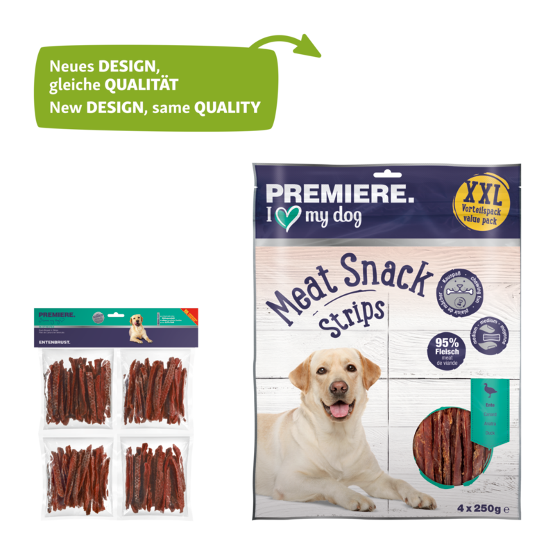 PREMIERE Snacks PREMIERE Entenbrust in Streifen XXL 4x250g Vorteilspack