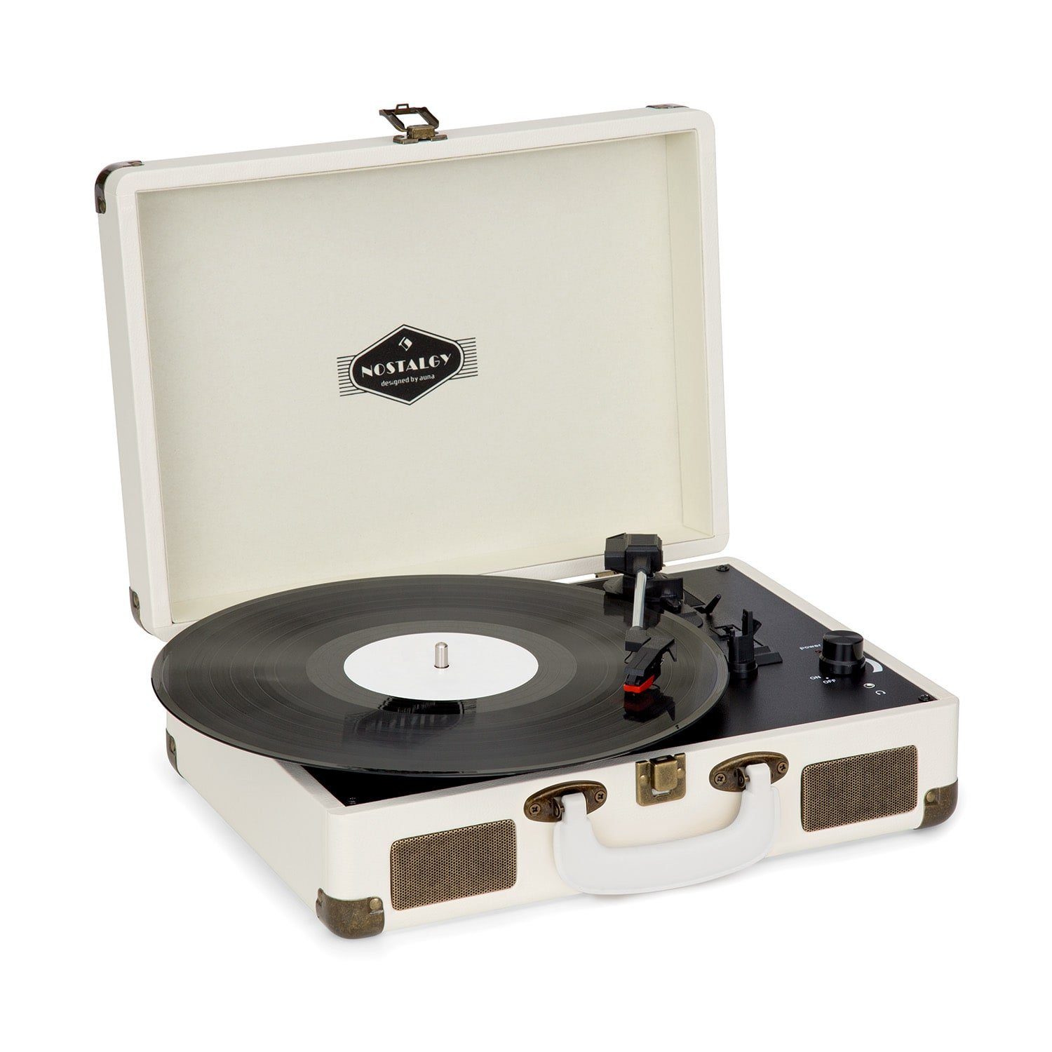 Auna Peggy Sue Plattenspieler (Riemenantrieb, Schallplattenspieler Retro mit Lautsprecher Vinyl Plattenspieler)