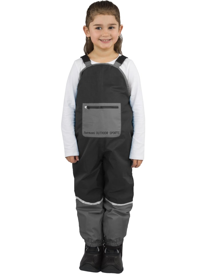 Normani Outdoor Sports Kinder Regenhose mit Hosenträgern Twisp in Schwarz günstig kaufen