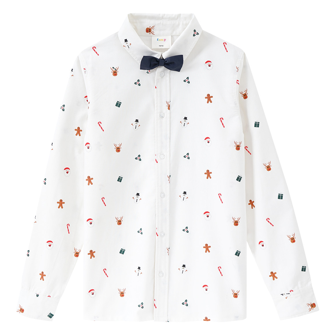 Jungen Weihnachtshemd mit Fliege weiss