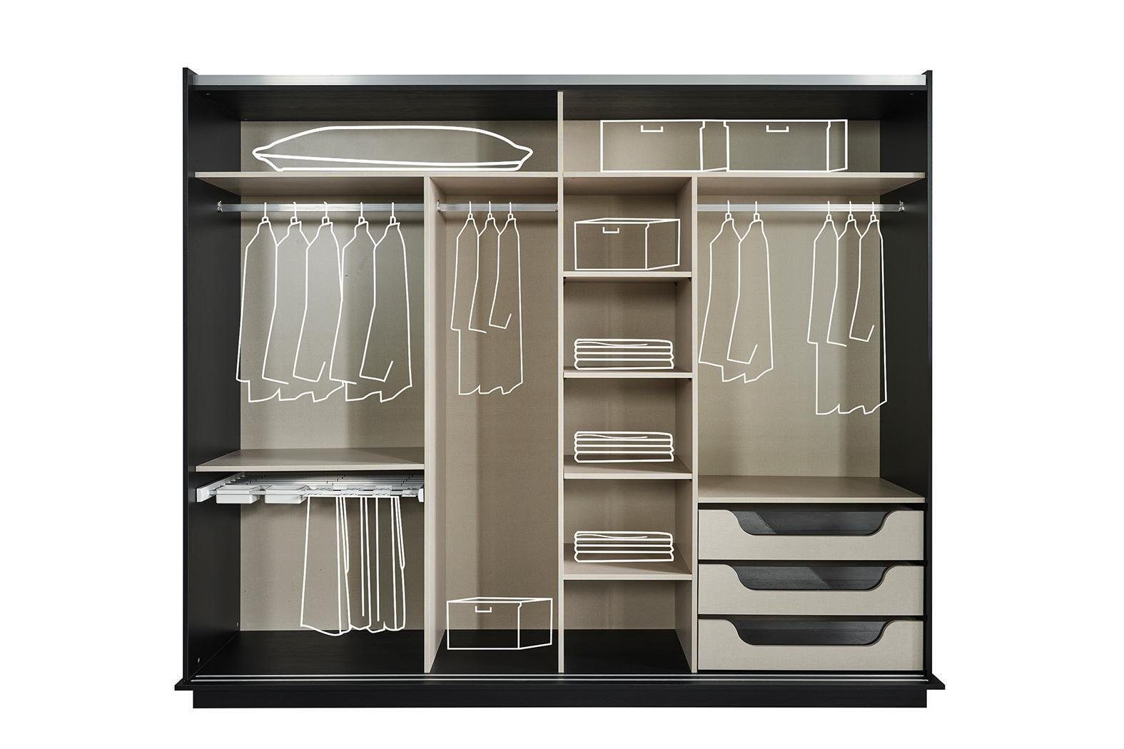 JVmoebel Schlafzimmer-Set Luxuriöses Schlafzimmer Doppelbett 2x Nachttische Kleiderschrank 4tlg, (4-St., Bett, 2x Nachttisch, Kleiderschrank), Made in Europa