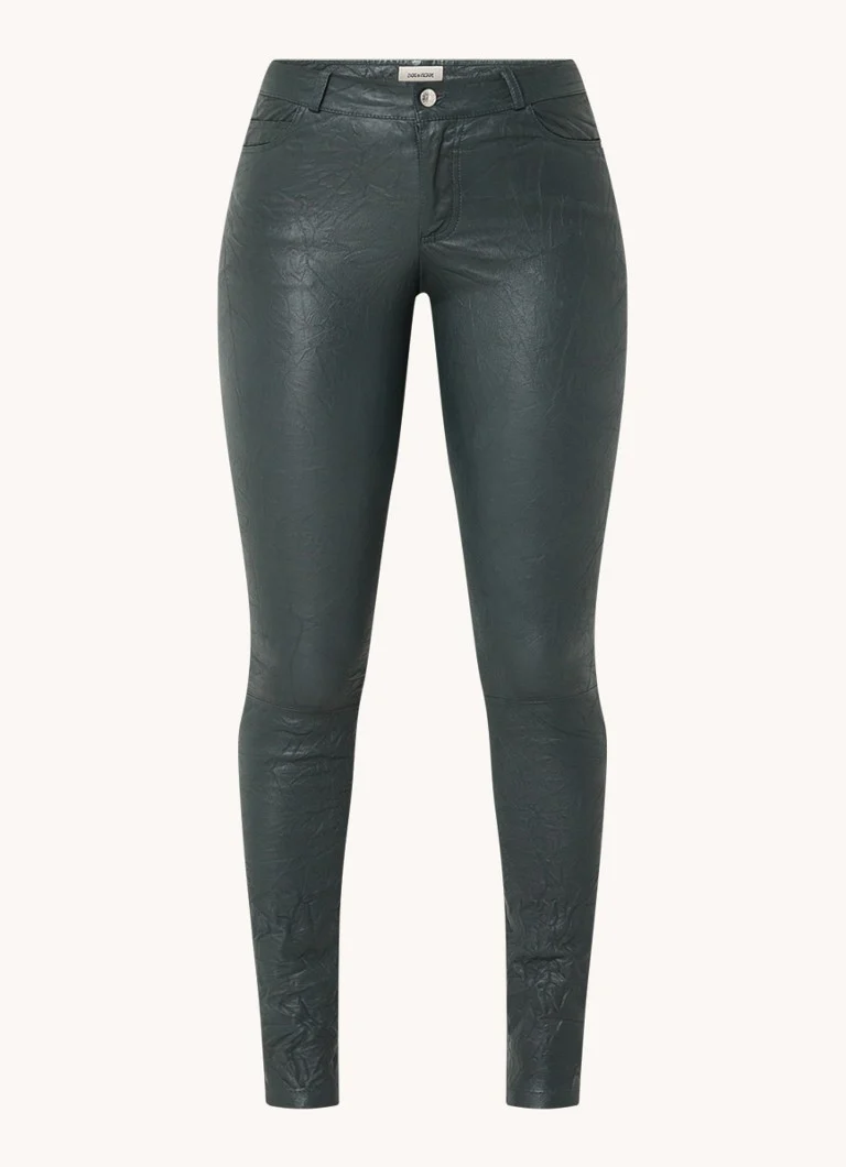 Pantaloni din piele de miel Phlame de la Zadig&Voltaire, talie medie, croială mulată.