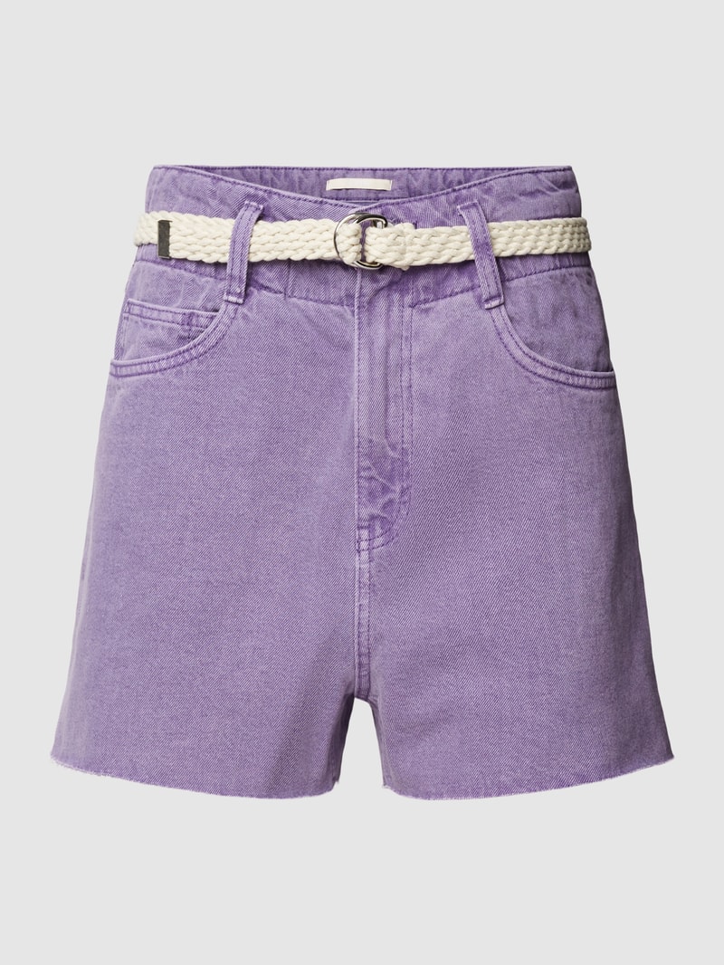 Jeansshorts aus Baumwolle mit Gürtel in flieder
