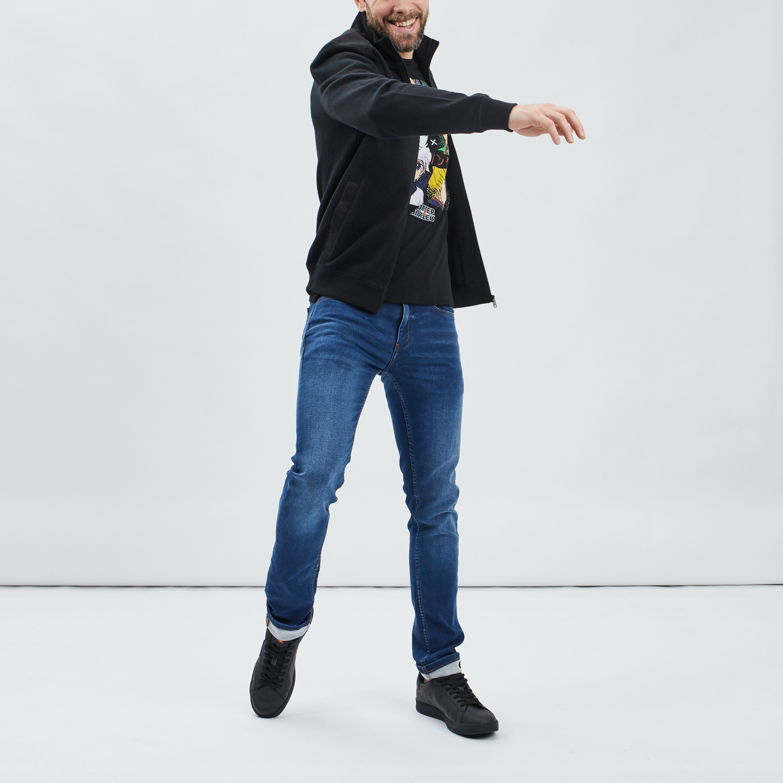 Gilet zippé avec col montant noir homme | La Halle