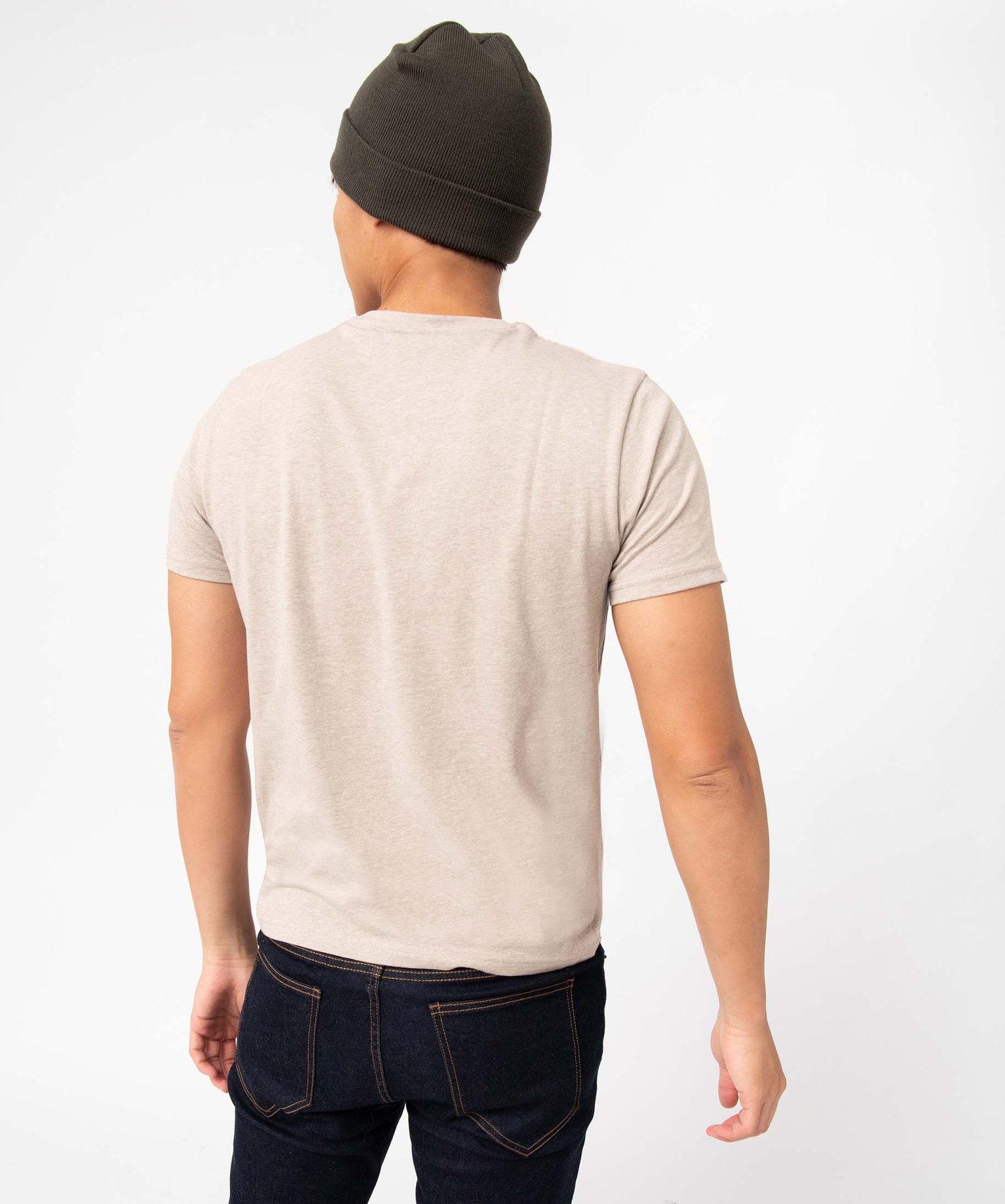 Tee-shirt homme à manches courtes et col V beige | GEMO
