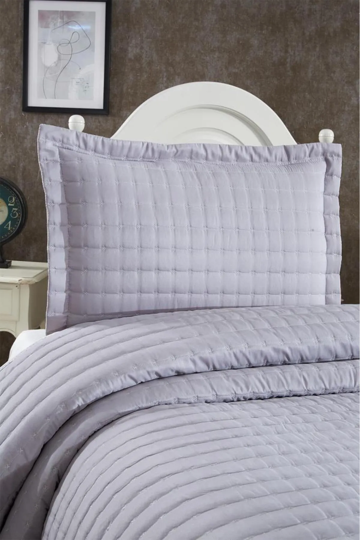 Çeyiz Diyarı  Gesteppte Tagesdecke „Dublin“ für Einzelbett, Grau