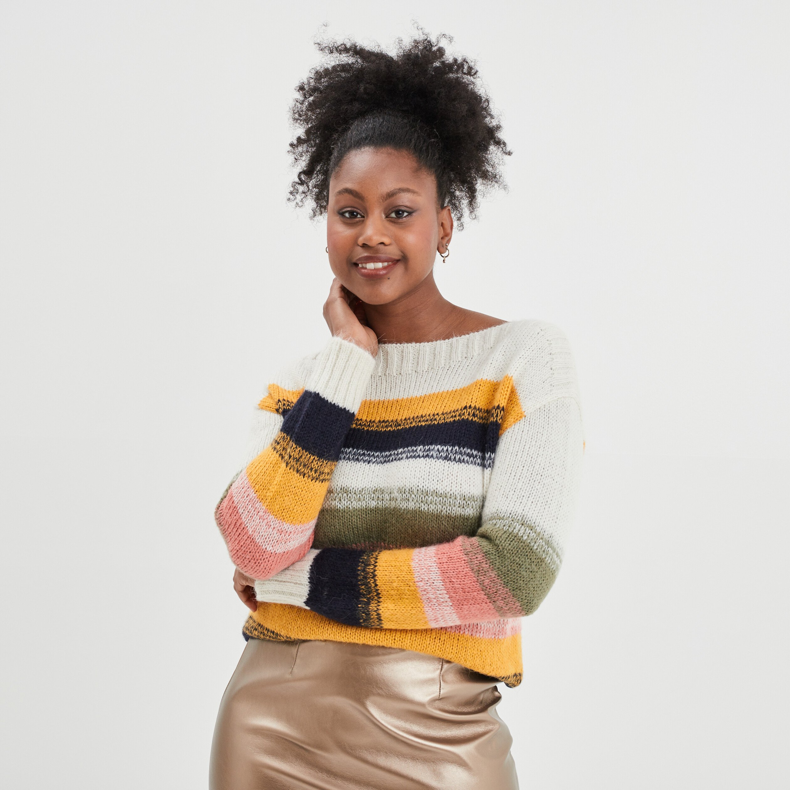 Pull manches longues blanc femme | La Halle