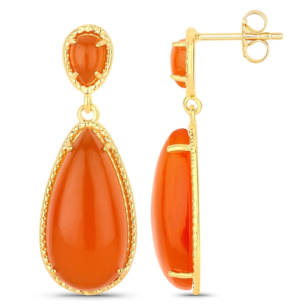 Rafaela Donata Boucles doreilles Argent sterling Cornaline en Or jaune Bijoux