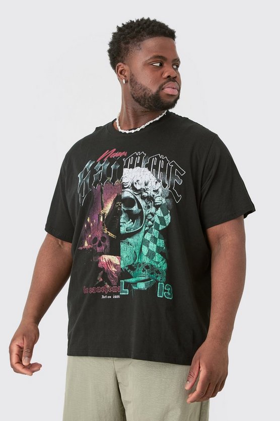 Plus schwarzes gespleißtes T-Shirt
