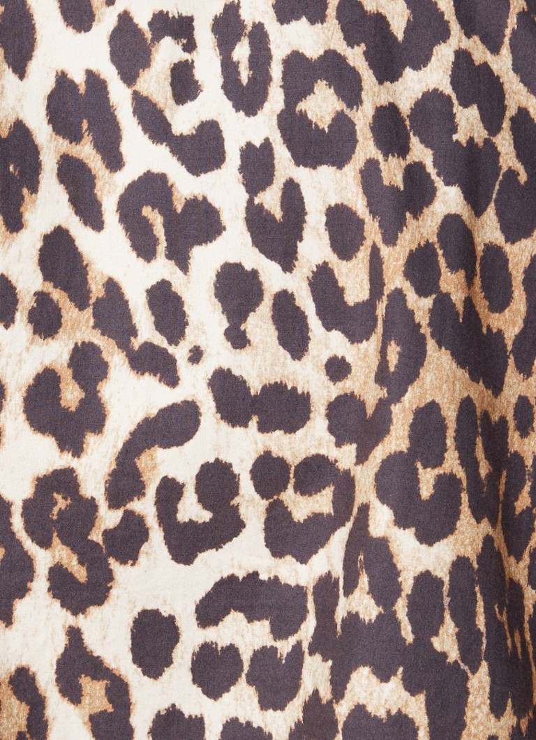 Camicetta Ganni con stampa leopardata e maniche a sbuffo