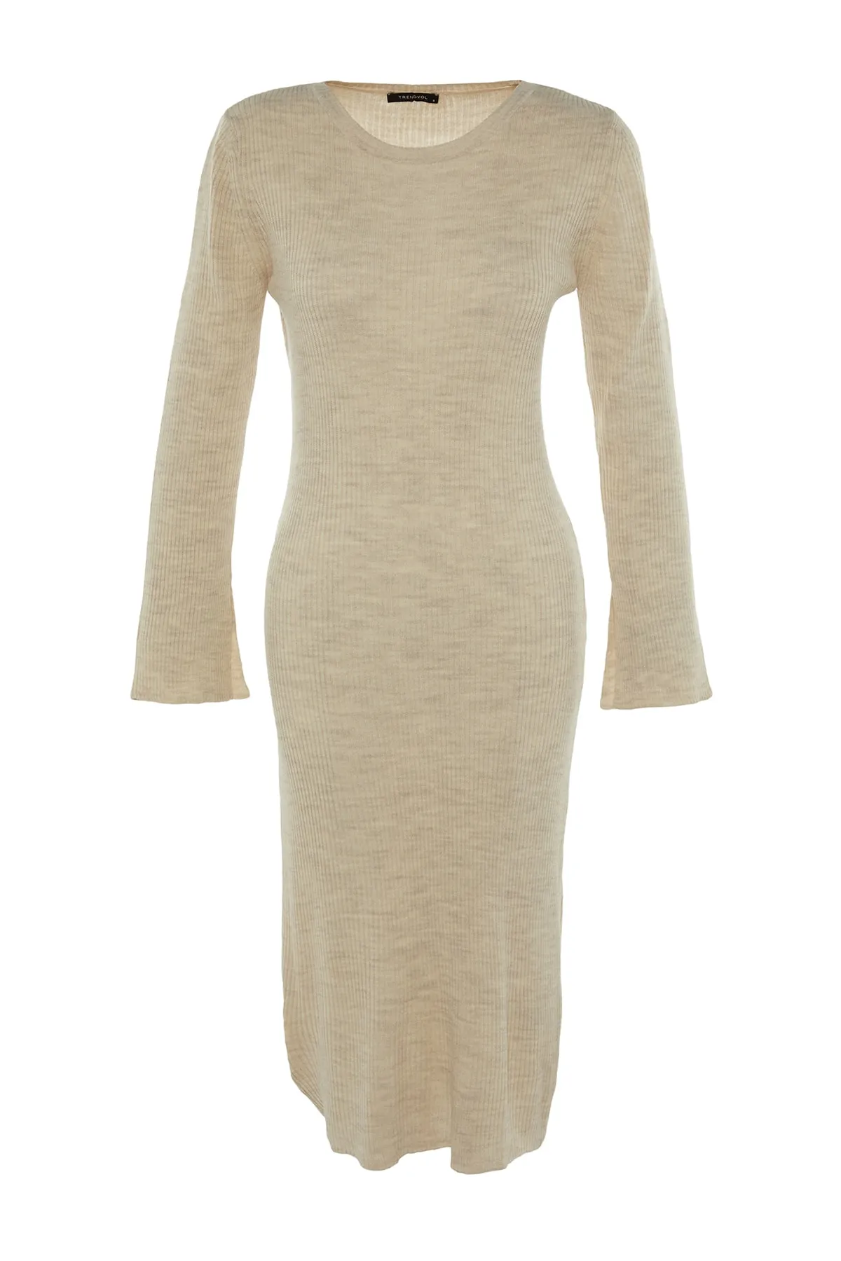 Trendyol Collection  Beiges, geschlitztes, detailliertes Strickkleid TWOAW23AU00187