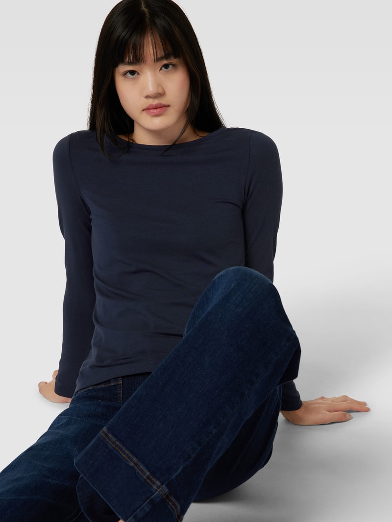 Longsleeve mit U-Boot-Ausschnitt in dunkelblau
