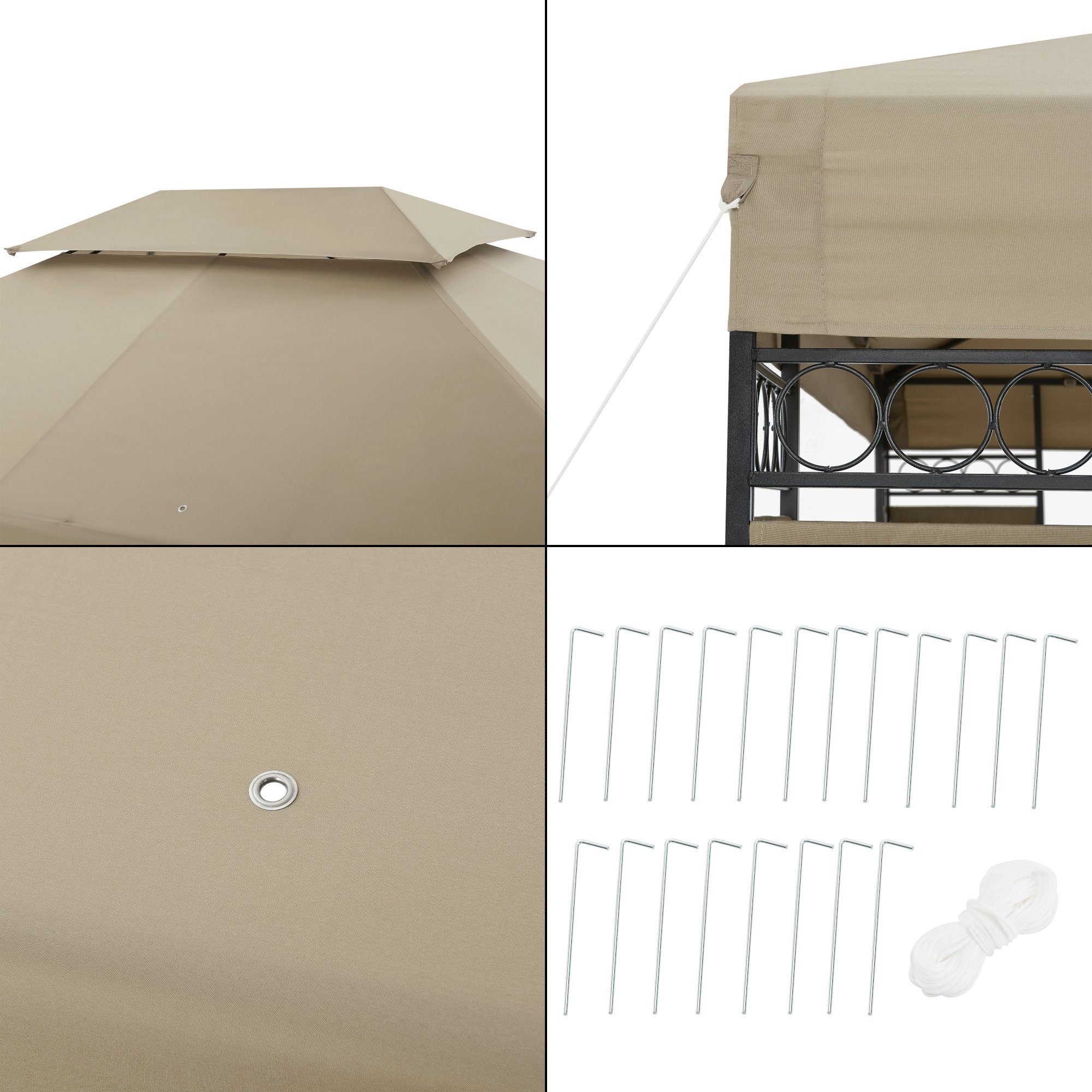 en.casa Pavillon, Lanciano Festzelt Gartenpavillon 400x300x265cm Beige