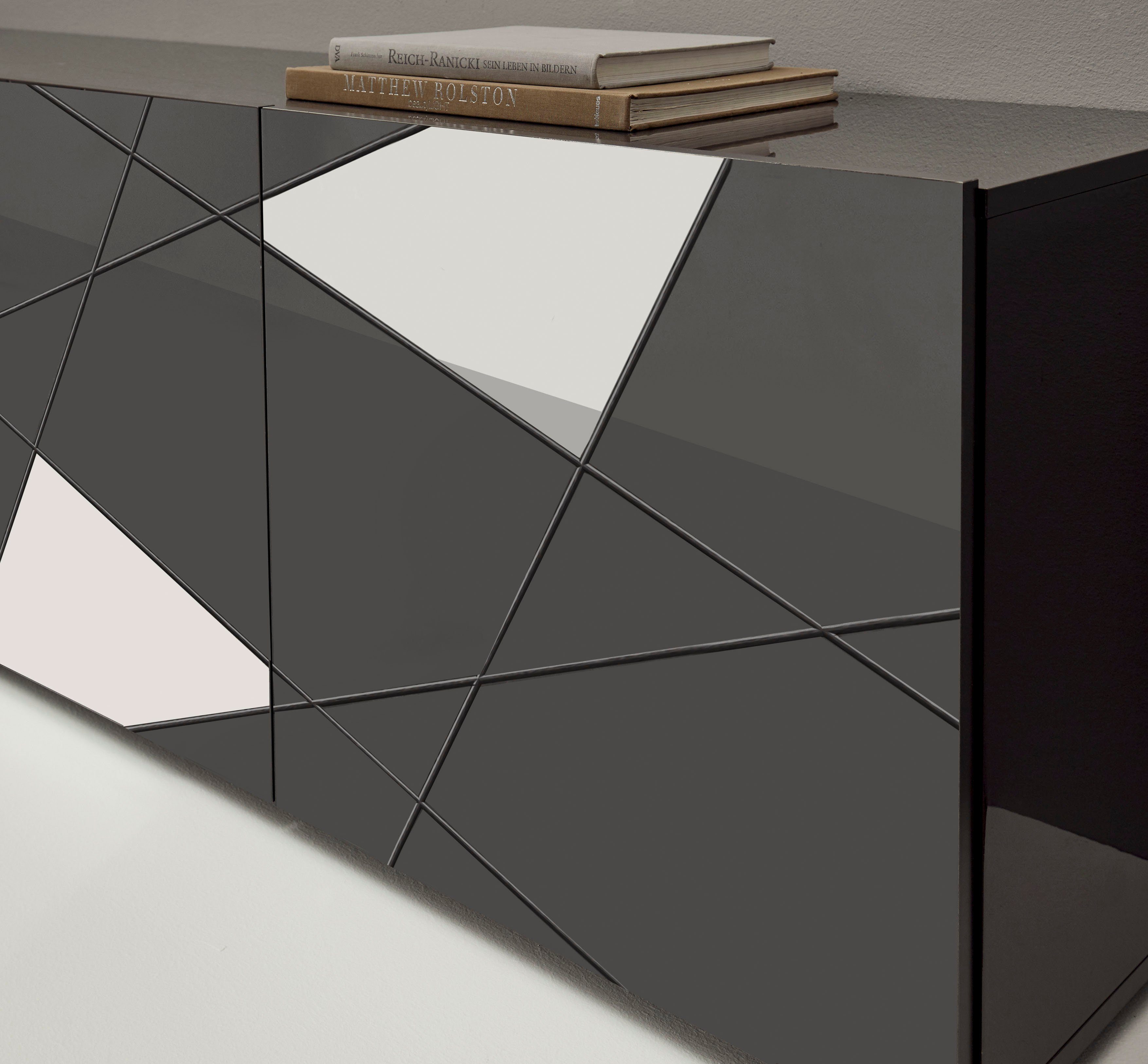 LC Sideboard Vittoria, Breite 181 cm, Front mit Siebdruck und Spiegel
