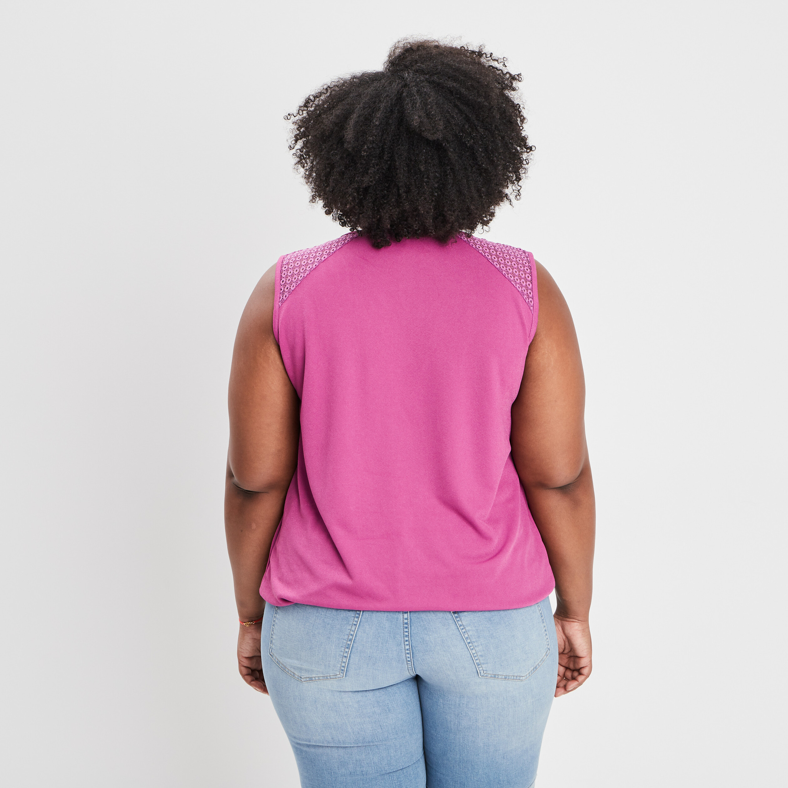 Débardeur empiècement dentelle violet femme grande taille | La Halle