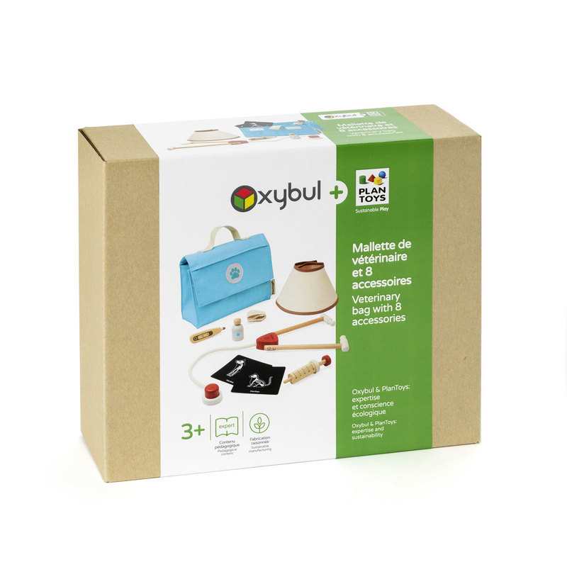 Mallette de vétérinaire et 8 accessoires en bois Oxybul