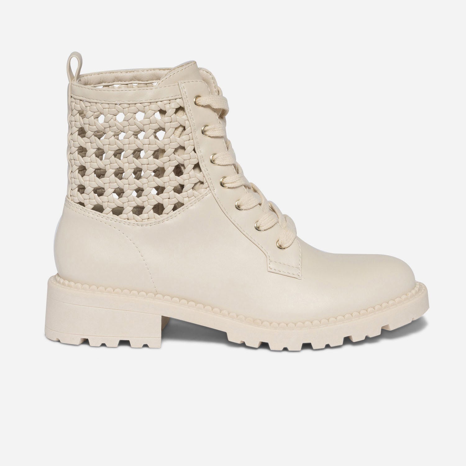 Boots à lacet TEXTO beige détail cannage
