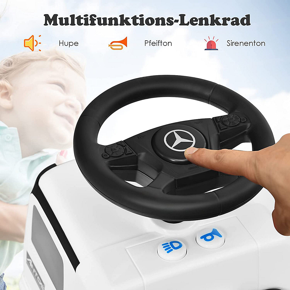 Rutschauto Mercedes Benz mit Hupe & Stauraum