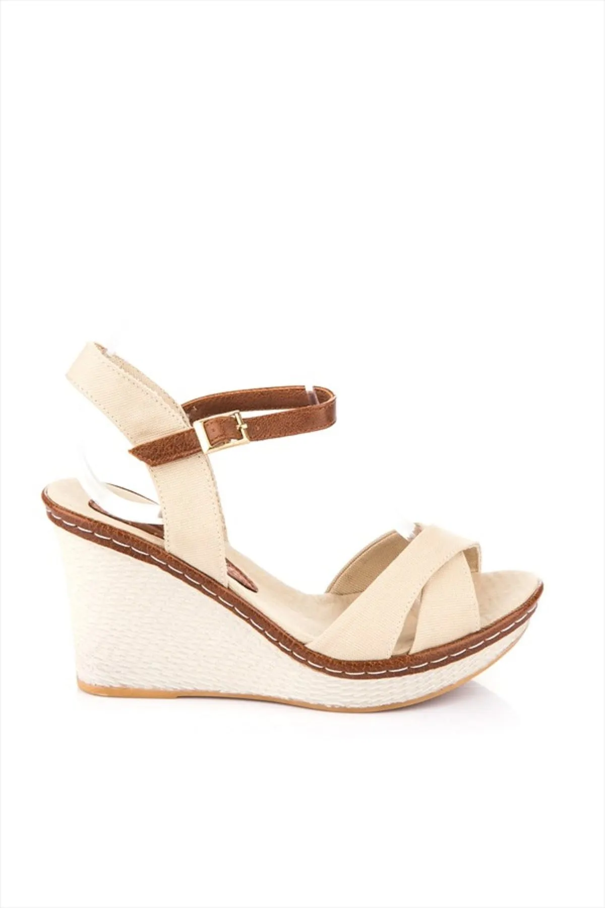 Fox Shoes  Beigefarbene Damenschuhe mit Keilabsatz 9674040205