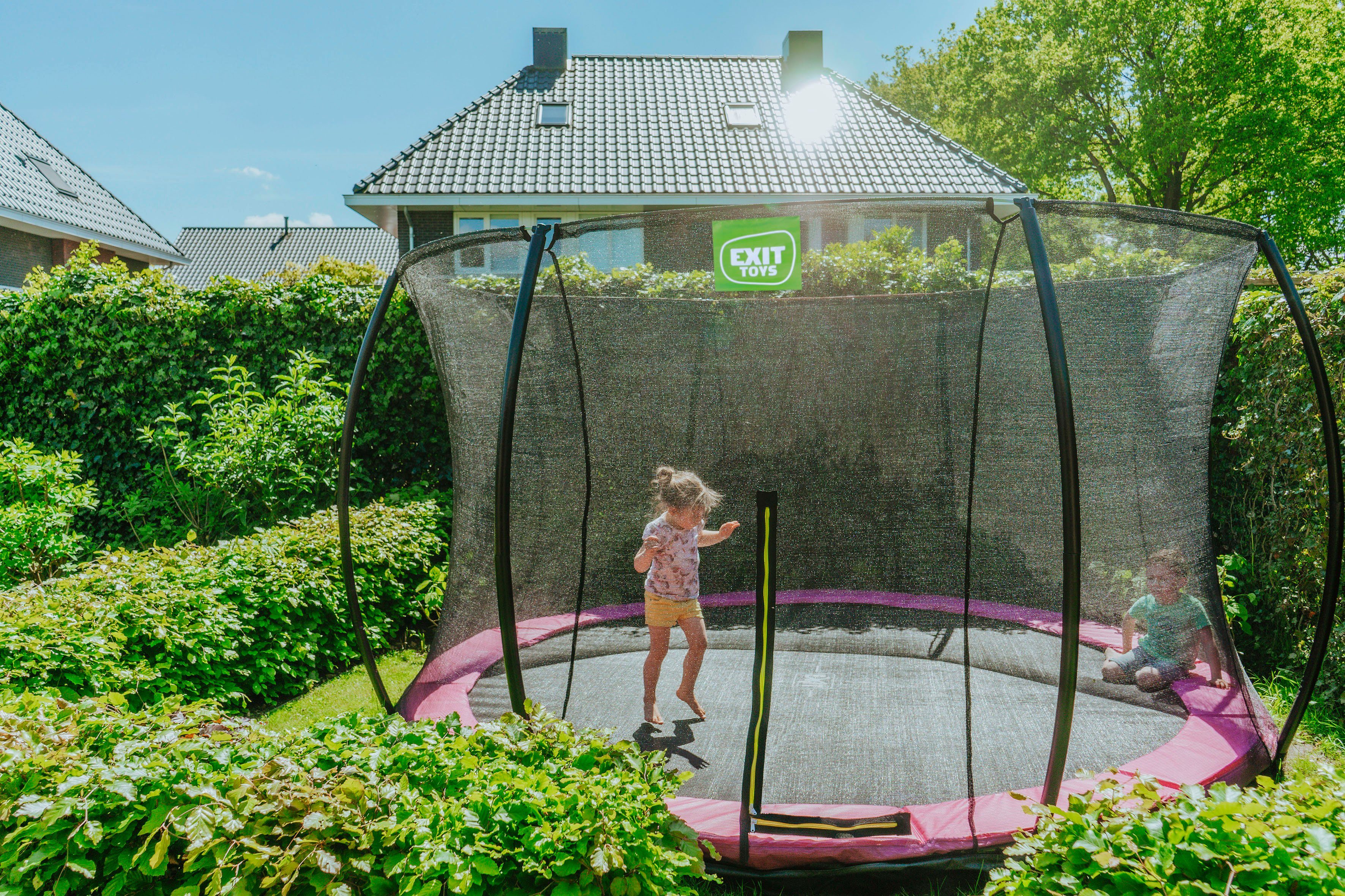 EXIT Gartentrampolin Silhouette Ground, Ø 427 cm, mit Sicherheitsnetz