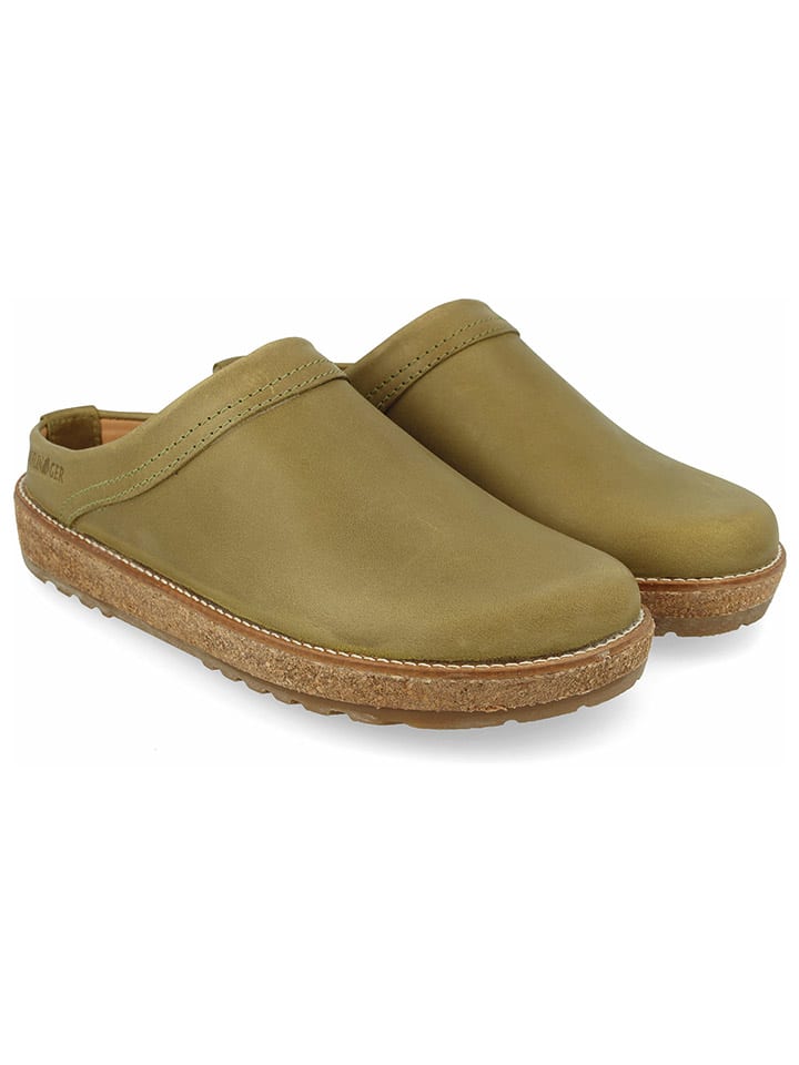HAFLINGER Leder-Clogs in Khaki günstig kaufen