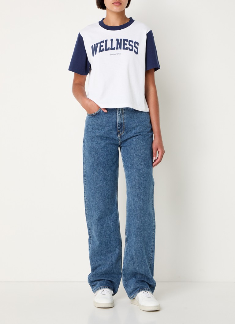 Tricou Sporty & Rich Wellness cu guler rotund și imprimeu Ivy