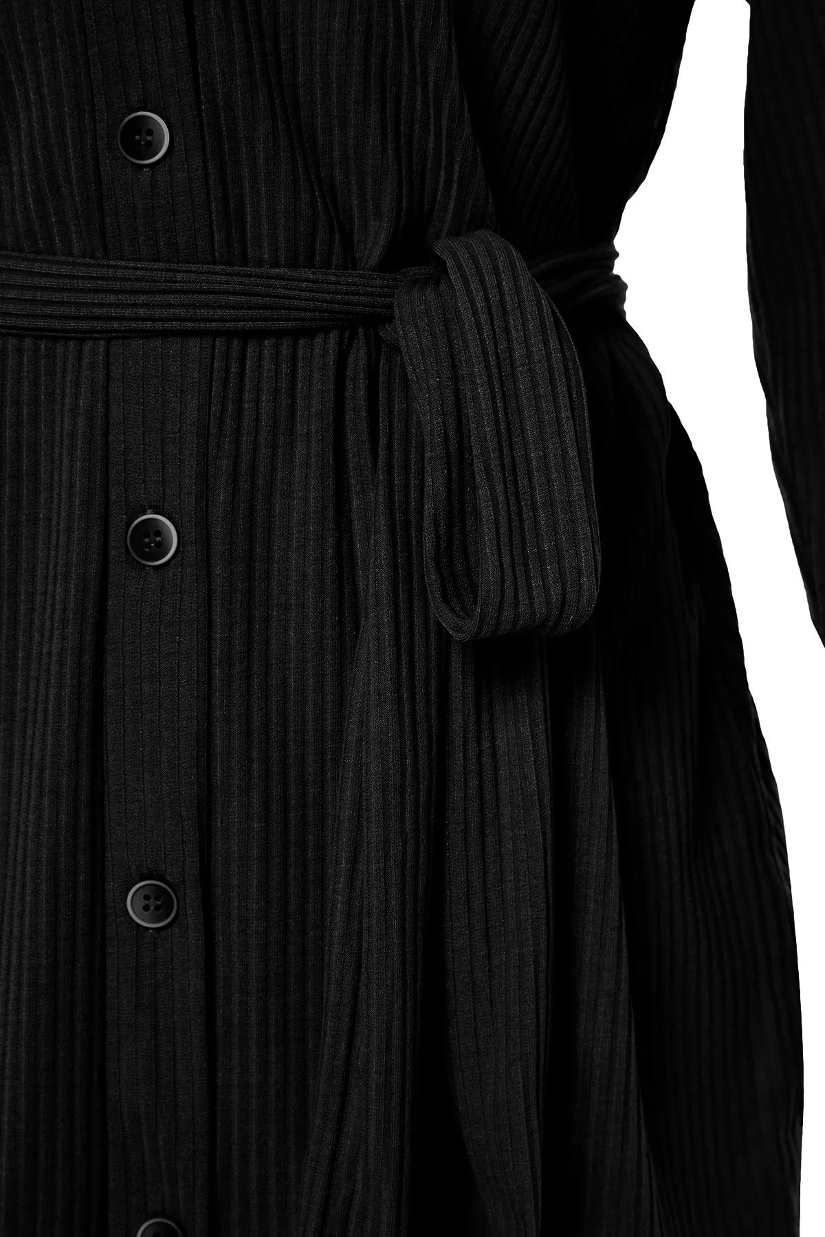 Trendyol Modest  Schwarzes Strick-Tunika-Hosen-Set mit Bindedetail vorne TCTSS23US00003