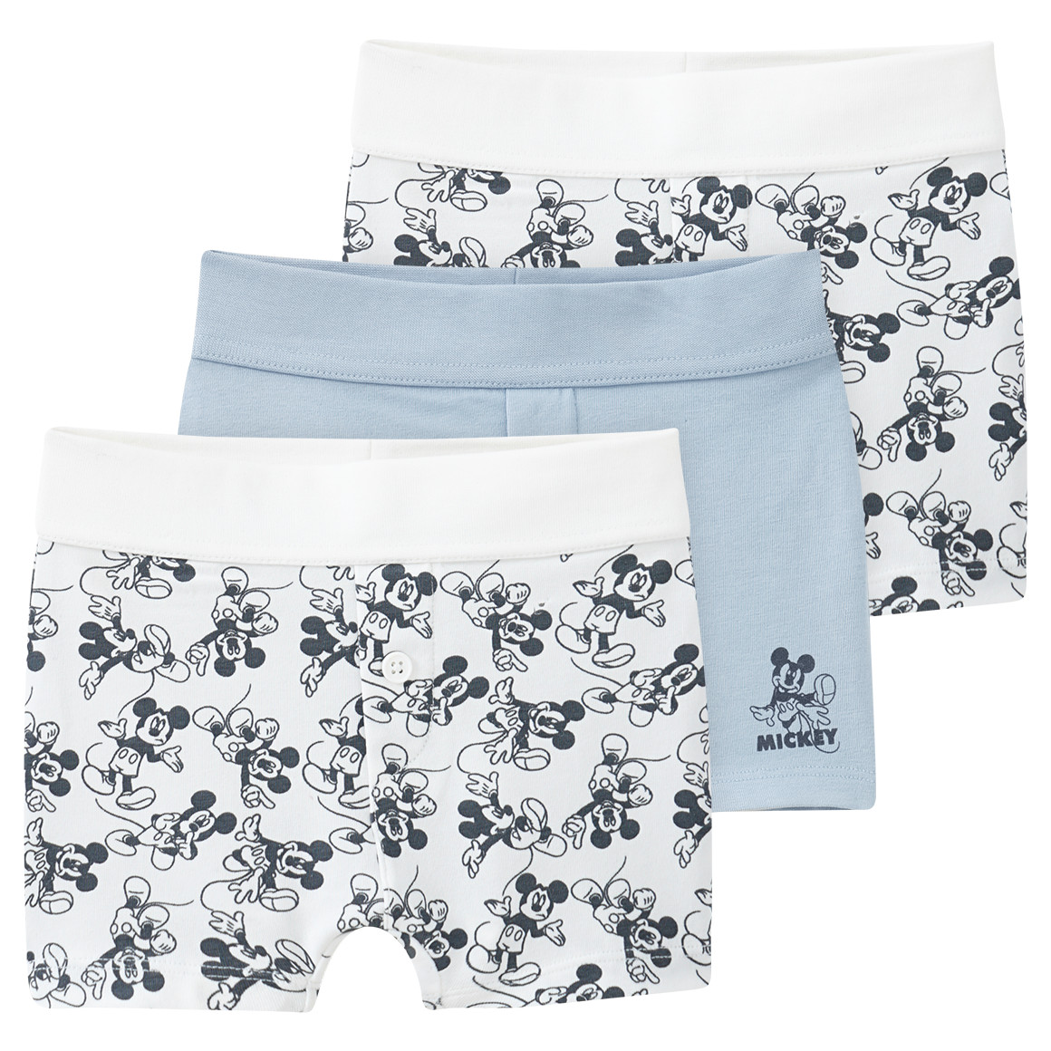 3 Micky Maus Boxer mit Zierknopf
