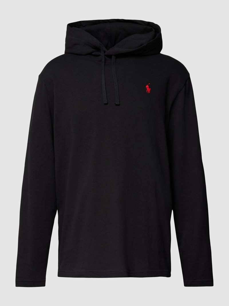 Hoodie mit Logo-Stitching in schwarz