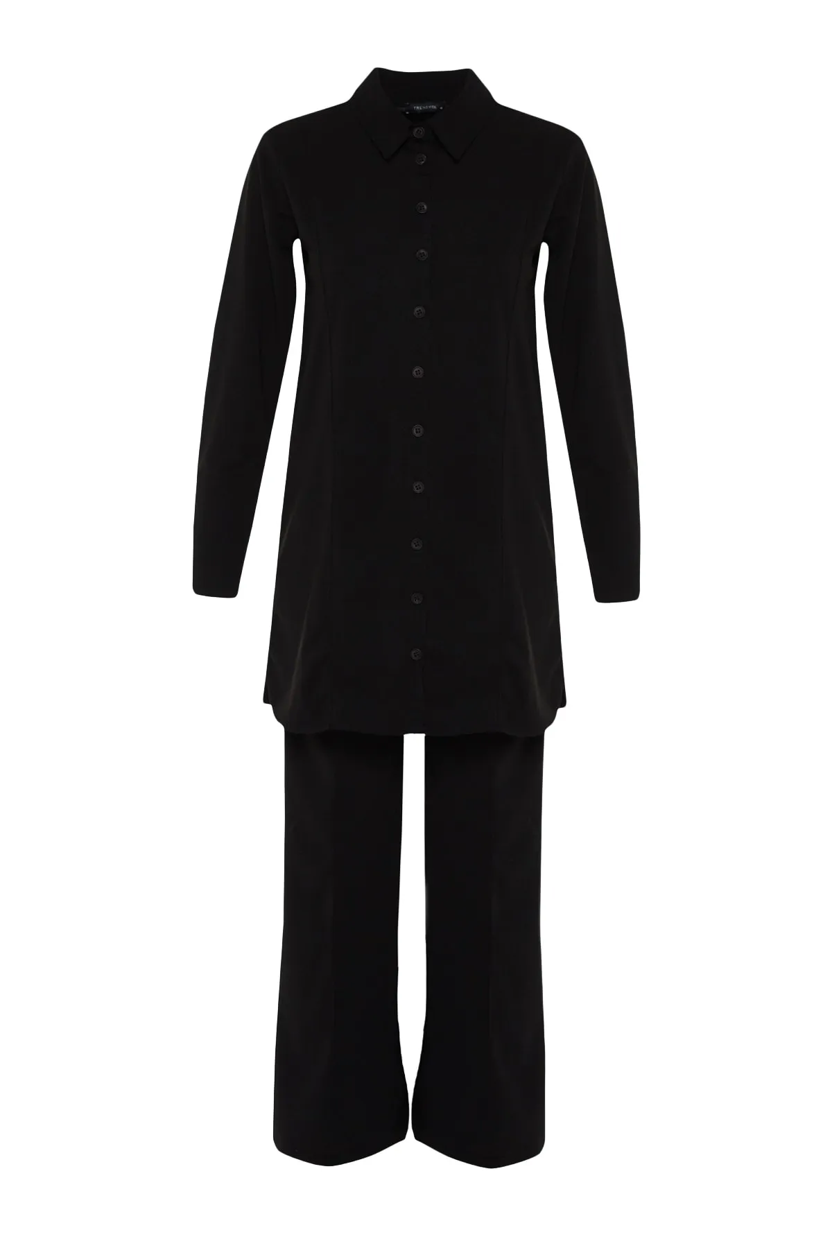 Trendyol Modest  Schwarzes Hemd-Hosen-Set aus gewebtem Krepp TCTSS23US00060
