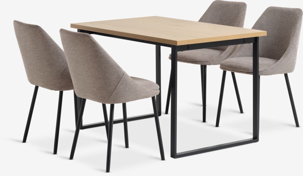 AABENRAA VELLEV AABENRAA L120 table chêne 4 chaise VELLEV sable/noir