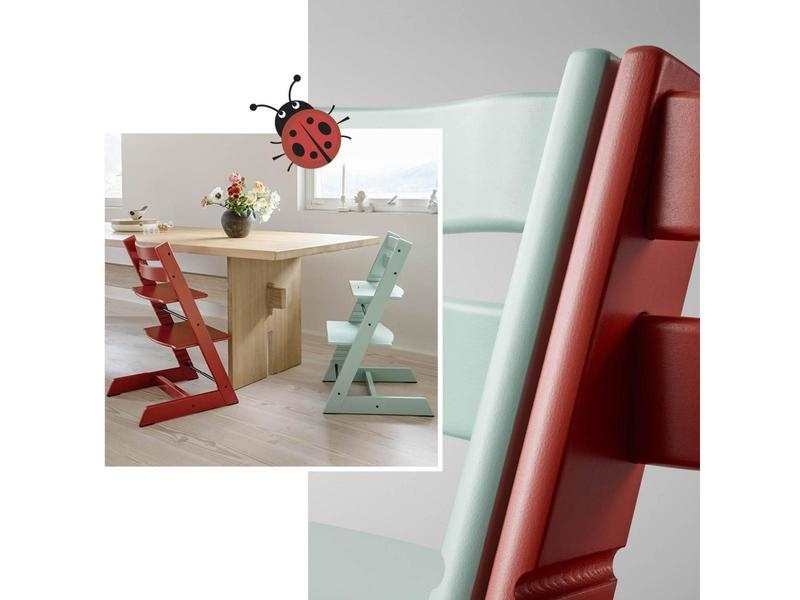 Chaise Tripp Trapp rouge chaud et harnais