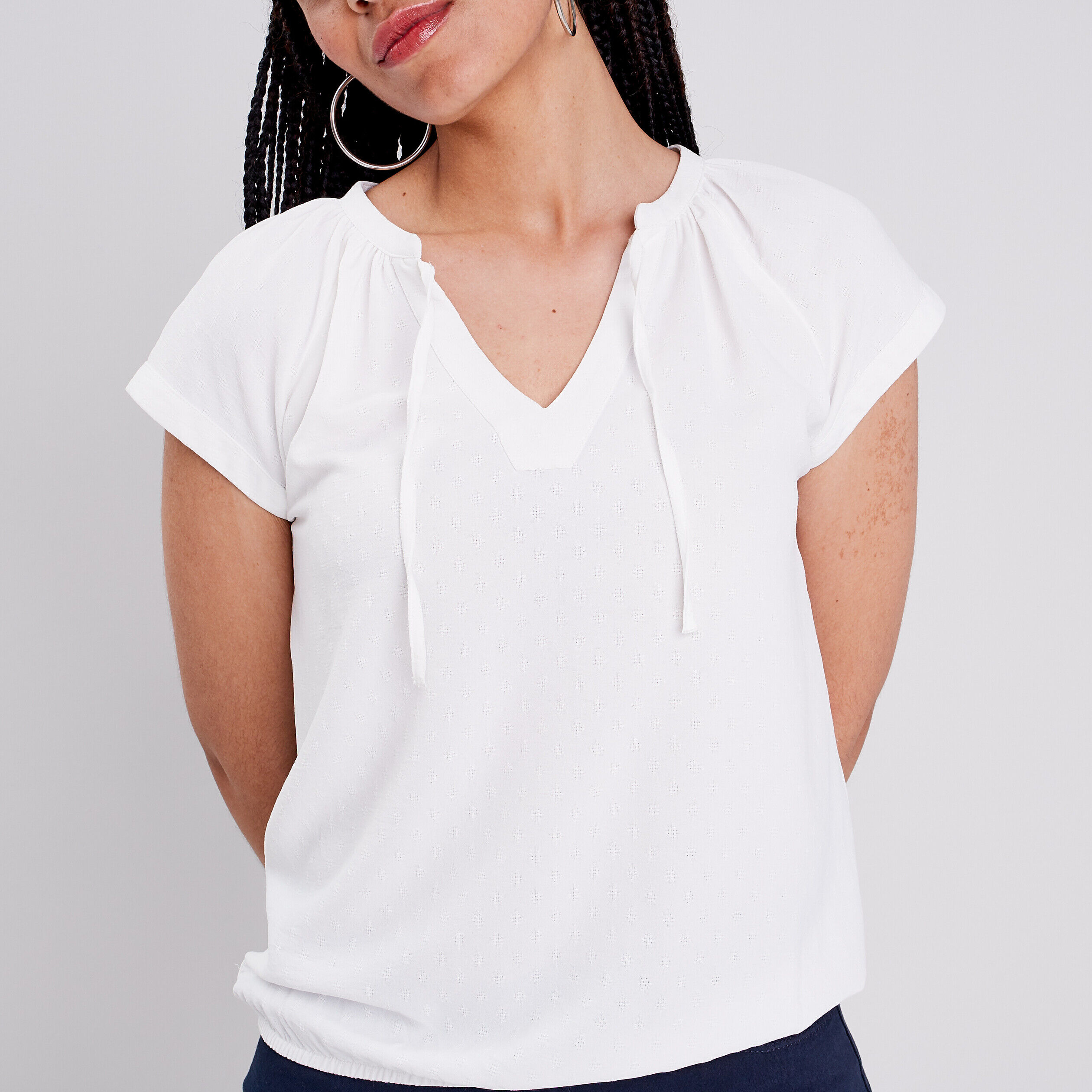 Blouse manches courtes ecru femme | Cache Cache