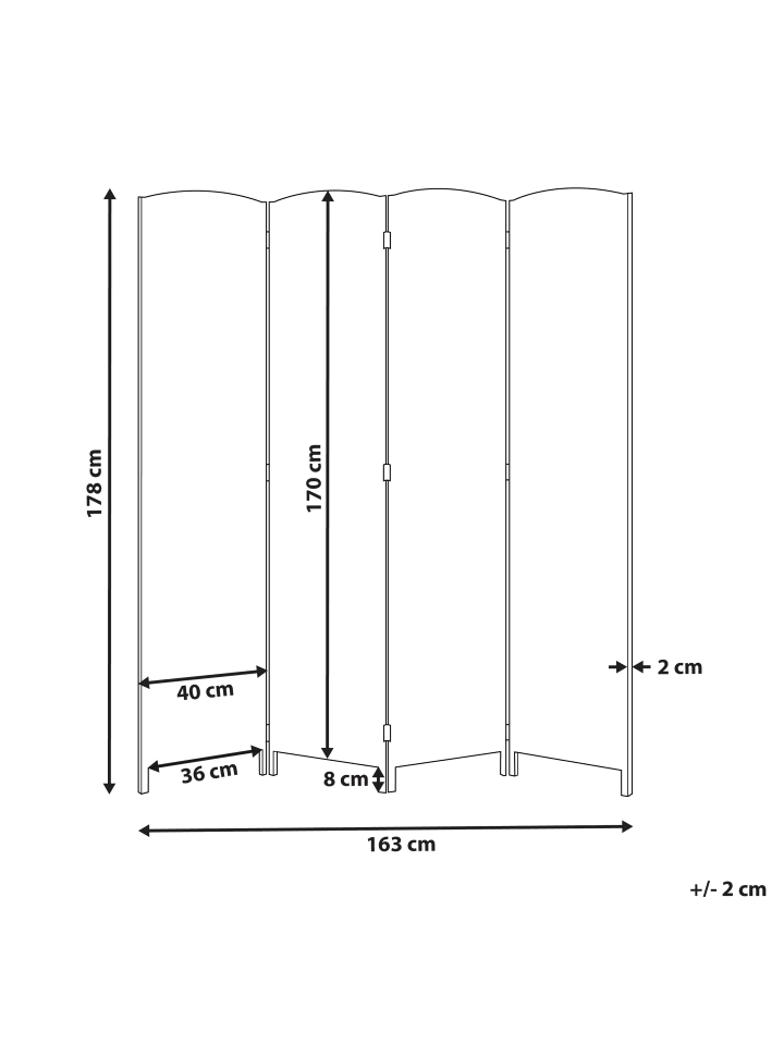 Beliani Paravent LAPPAGO in Schwarz - (W) 163 x (H) 170 x (L) 2 cm günstig kaufen onesize