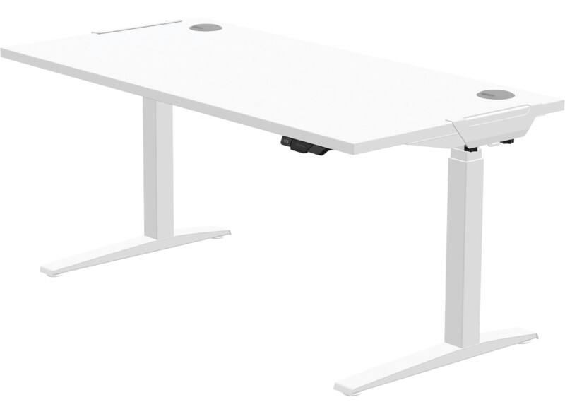 Fellowes Levado Elektrisch Höhenverstellbar Höhenverstellbarer Schreibtisch Weiß T-Fuß 1.829 (B) x 698 (T) x 1.257 (H) mm MDF (Mitteldichte Faserplatte), PVC (Polyvinylchlorid), Stahl